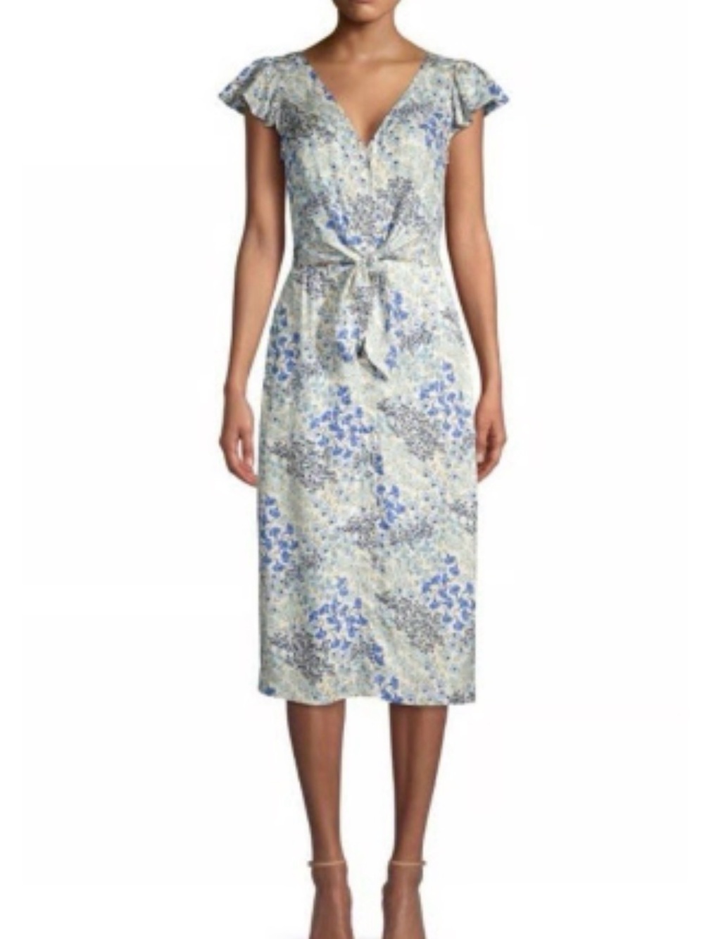 Rebecca Taylor Silk Dress Floral Tie Front Size 0 Wedding Feminine Tomantic